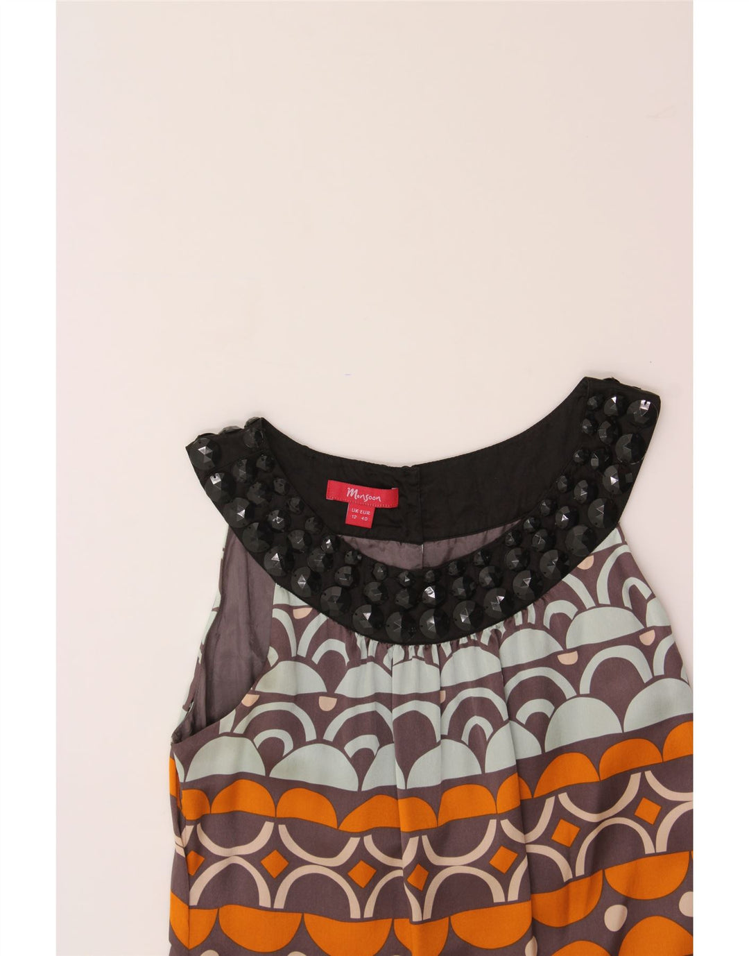MONSOON Womens A-Line Dress UK 12 Medium Multicoloured Geometric Vintage Monsoon and Second-Hand Monsoon from Messina Hembry 