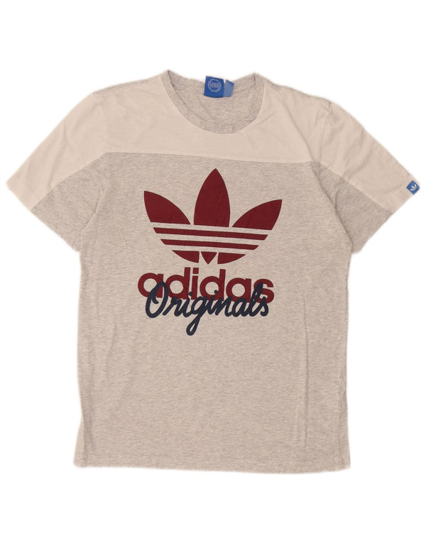 Ανδρικό γραφικό T-Shirt Adidas Top Small Grey Colourblock Βαμβακερό