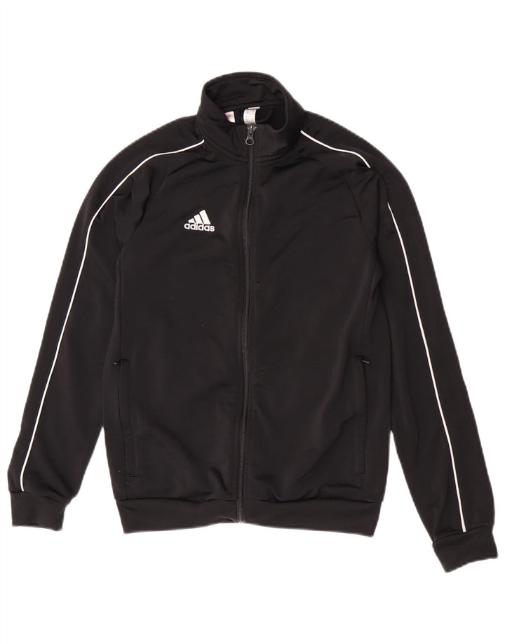 Adidas Boys Tracksuit Top Jacket 11-12 Years Black Polyester