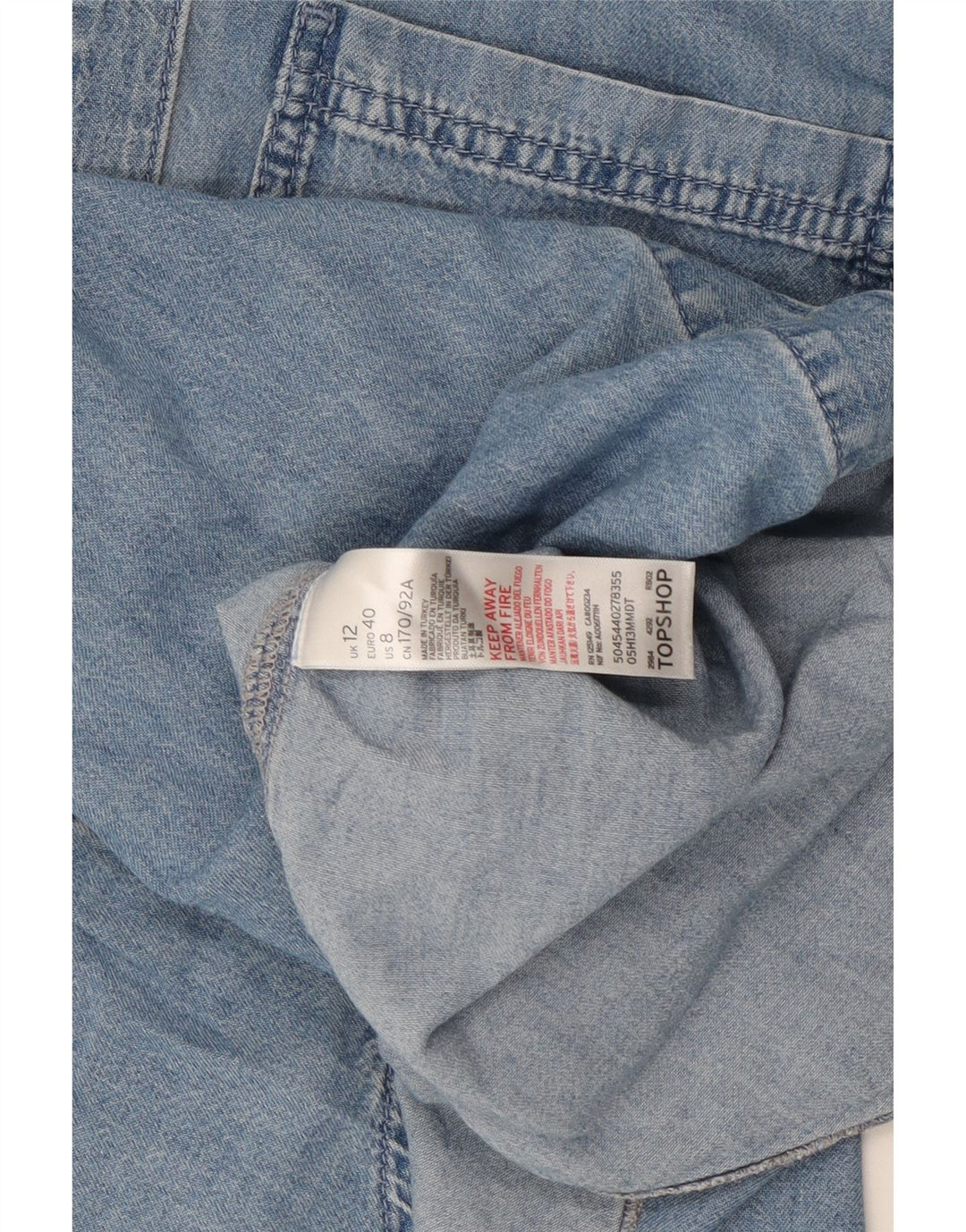 Topshop Γυναικείο Τζιν Πουκάμισο UK 12 μεσαίο μπλε βαμβακερό