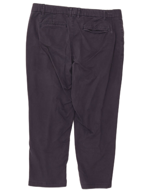 FAT FACE Womens Straight Cropped Trousers UK 14 Large W34 L23 Navy Blue