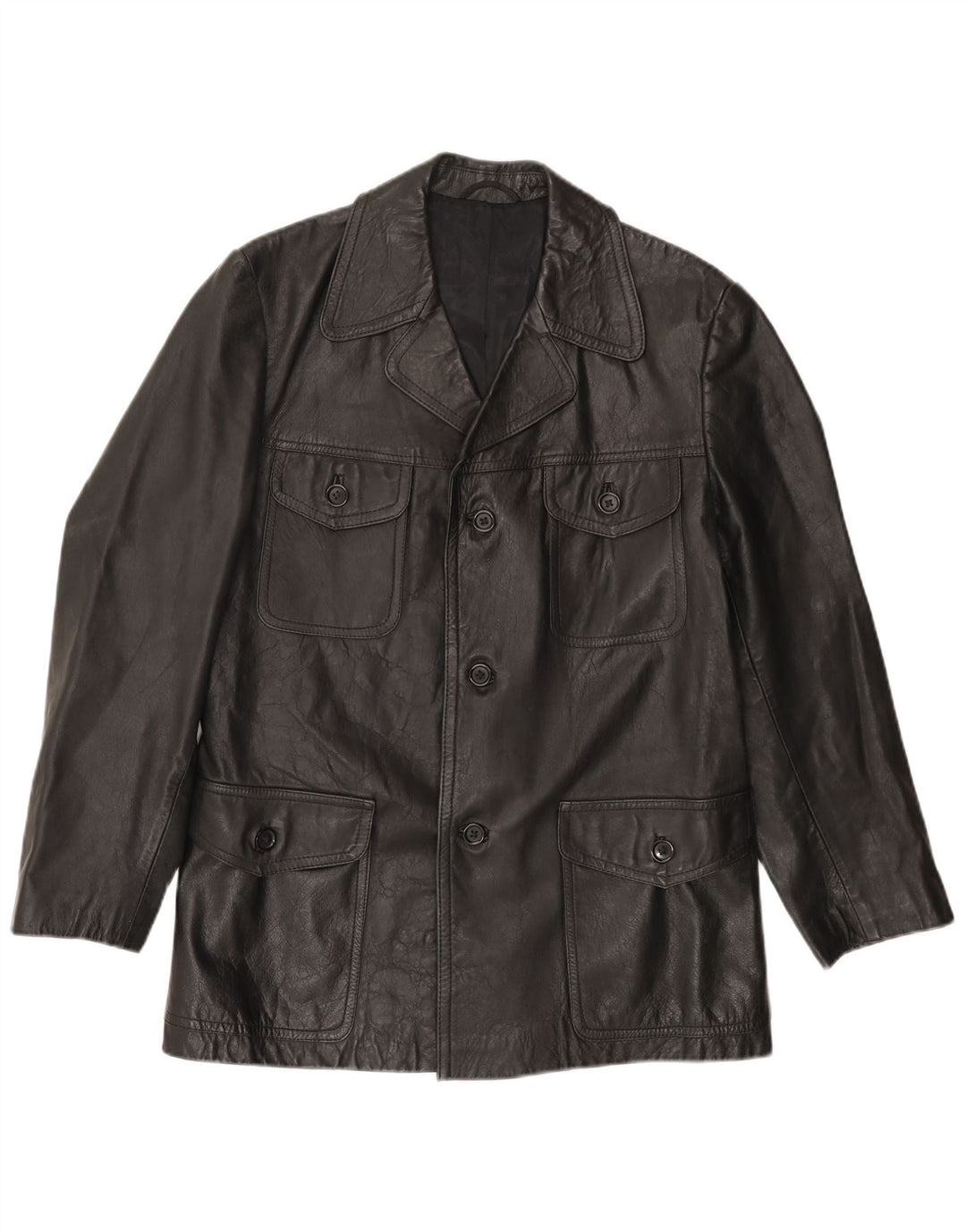 VINTAGE Ανδρικό Δερμάτινο Μπουφάν UK 38 Μεσαίο Μαύρο