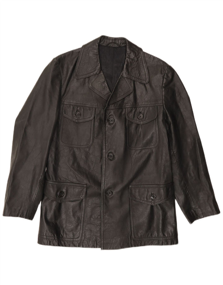 VINTAGE Ανδρικό Δερμάτινο Μπουφάν UK 38 Μεσαίο Μαύρο