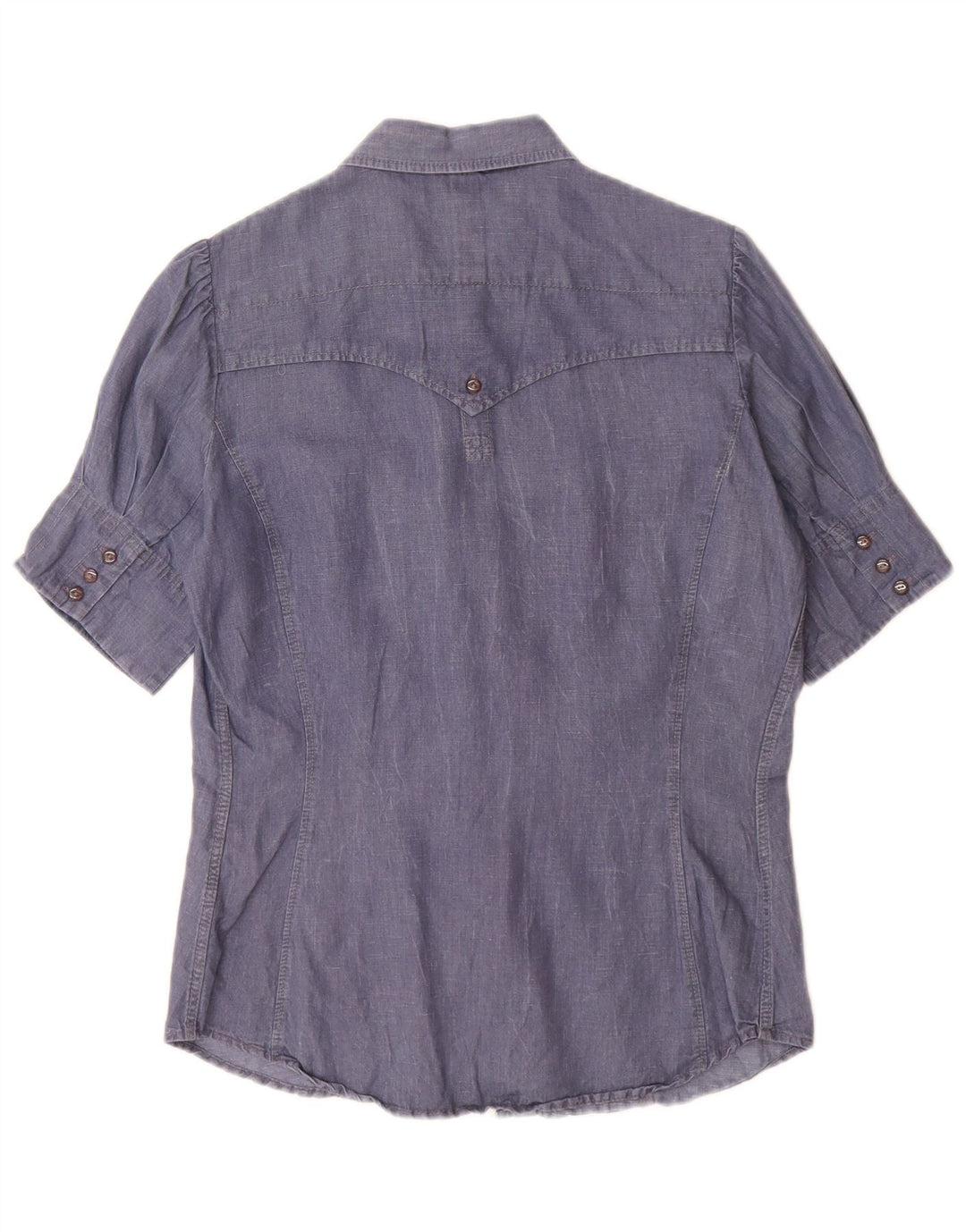 Γυναικείο κοντομάνικο πουκάμισο Levi's UK 14 μεγάλο μπλε βαμβακερό