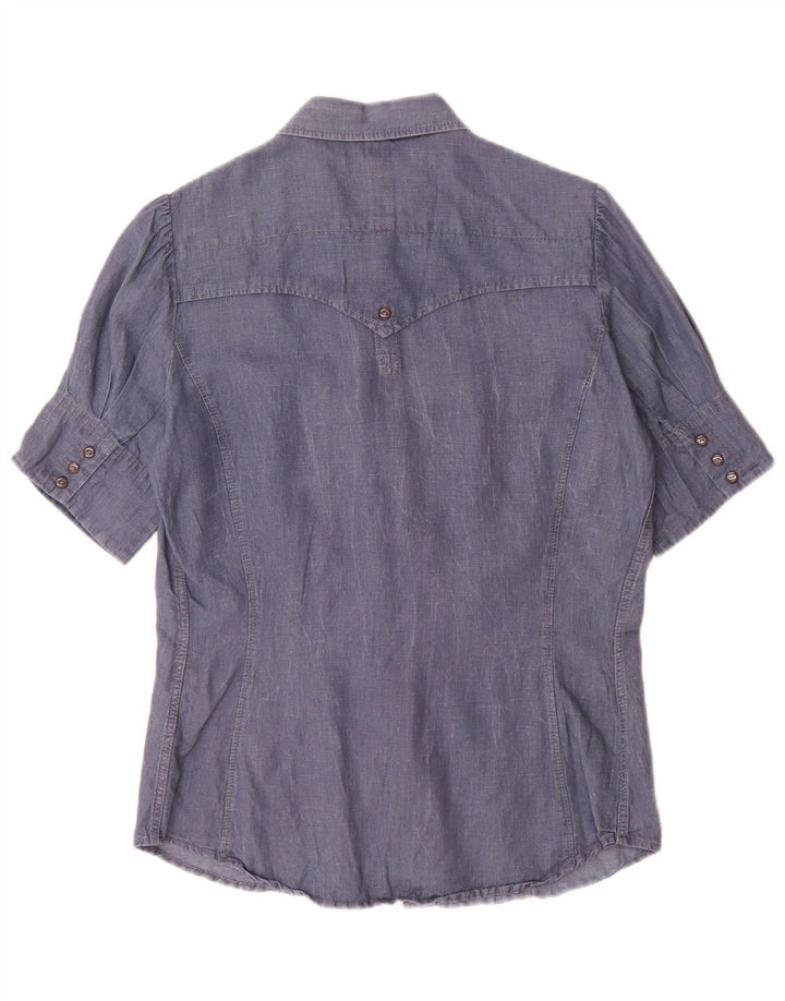 Γυναικείο κοντομάνικο πουκάμισο Levi's UK 14 μεγάλο μπλε βαμβακερό
