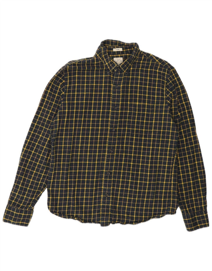 J. CREW Ανδρικό Slim Flannel Πουκάμισο Μεγάλο Navy Blue Check Cotton