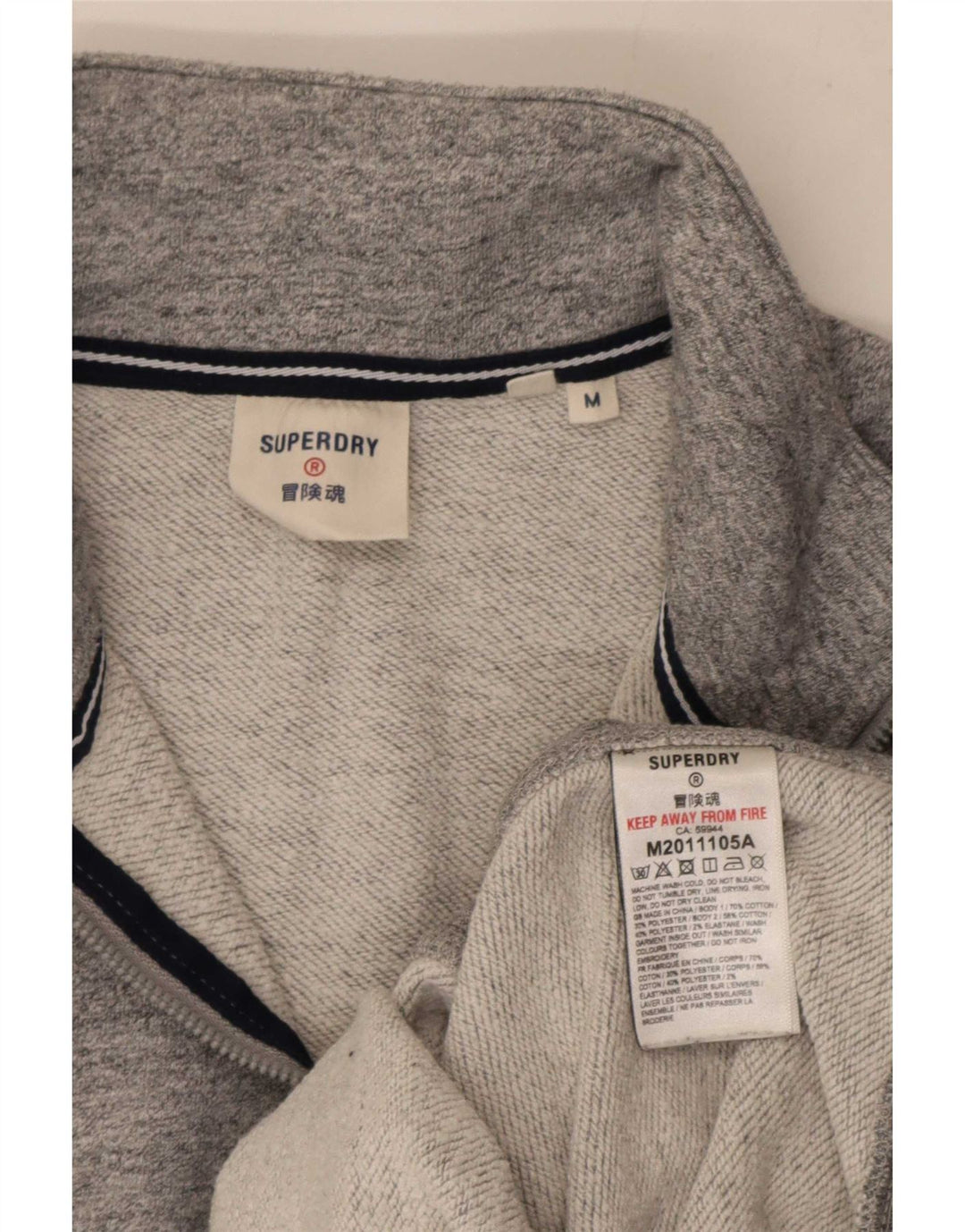 Ανδρικό φούτερ με φερμουάρ Superdry, βαμβακερό μεσαίο γκρι