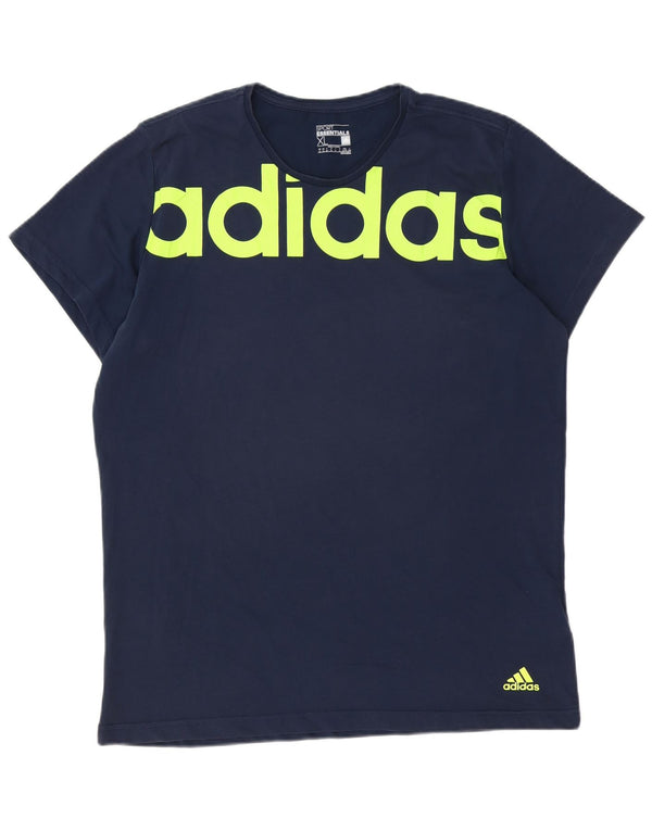 Ανδρικό T-Shirt Climalite ADIDAS Top XL Navy Blue Cotton