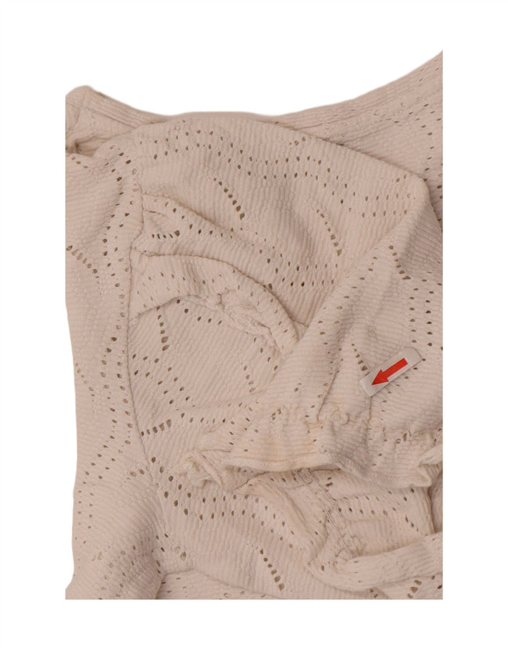 Zara Γυναικεία Μπλούζα Crop Top UK 12 Μεσαία Λευκή Βαμβακερή