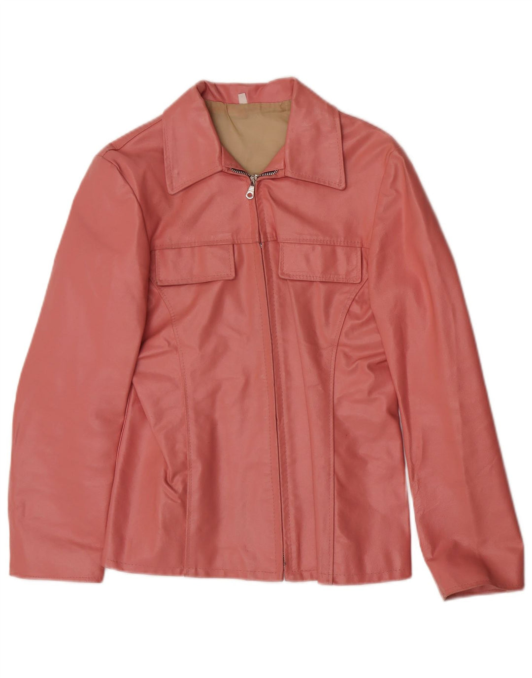 Vintage Γυναικείο Δερμάτινο Μπουφάν UK 14 Large Pink