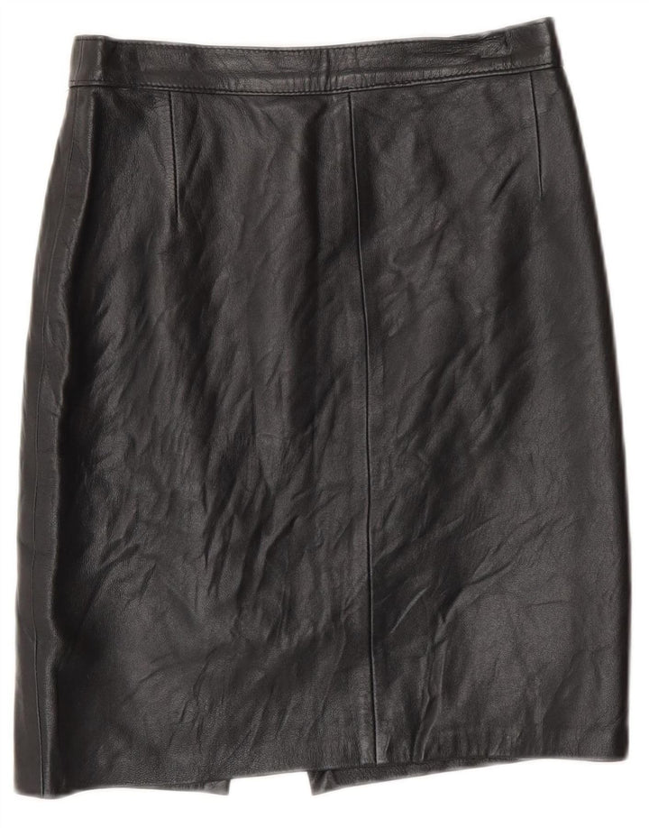 Vintage Γυναικεία Δερμάτινη Φούστα IT 42 Medium W26 Μαύρη