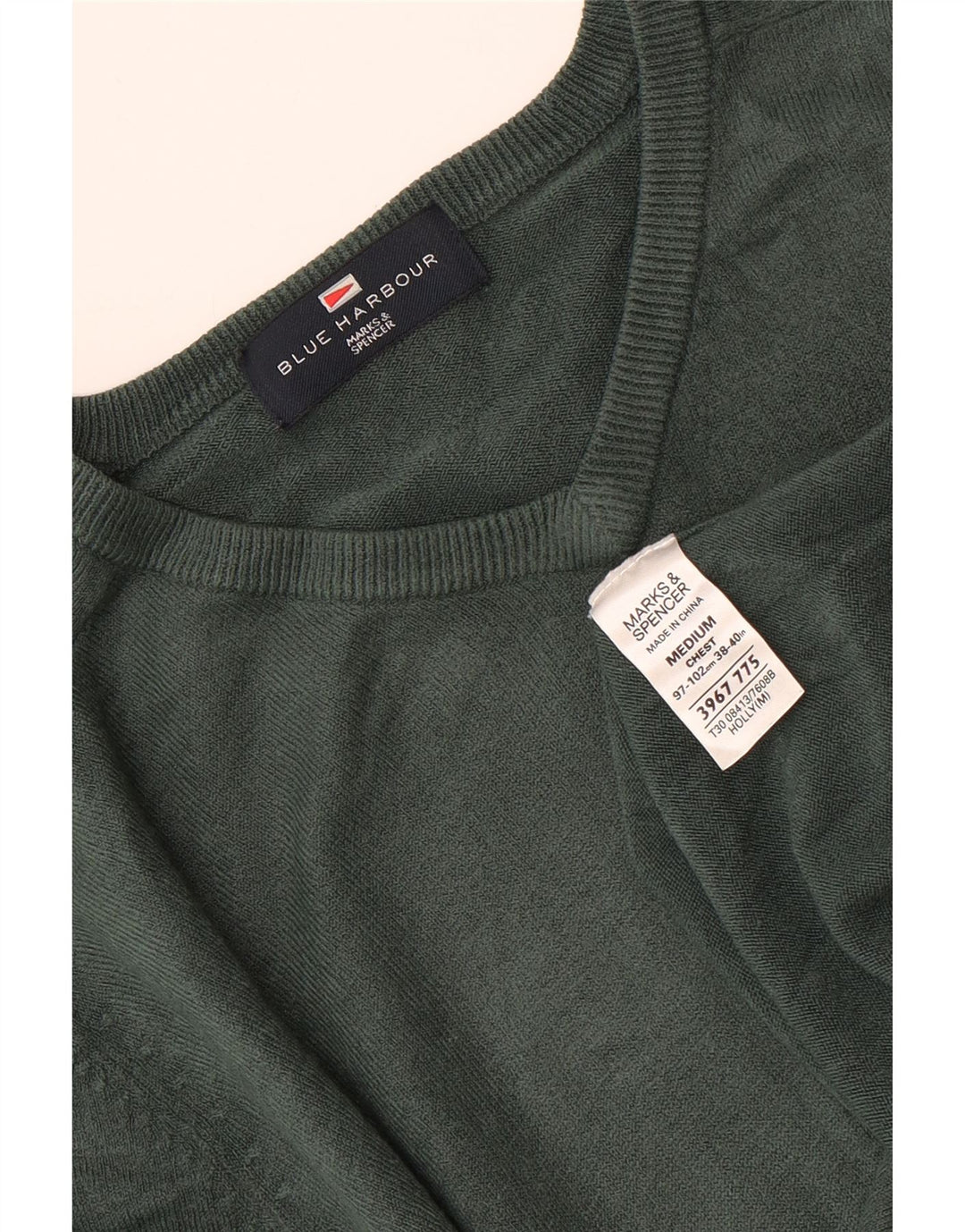 MARKS & SPENCER Ανδρικό πουλόβερ με λαιμόκοψη με V λαιμόκοψη UK 38/40 Μεσαίο πράσινο