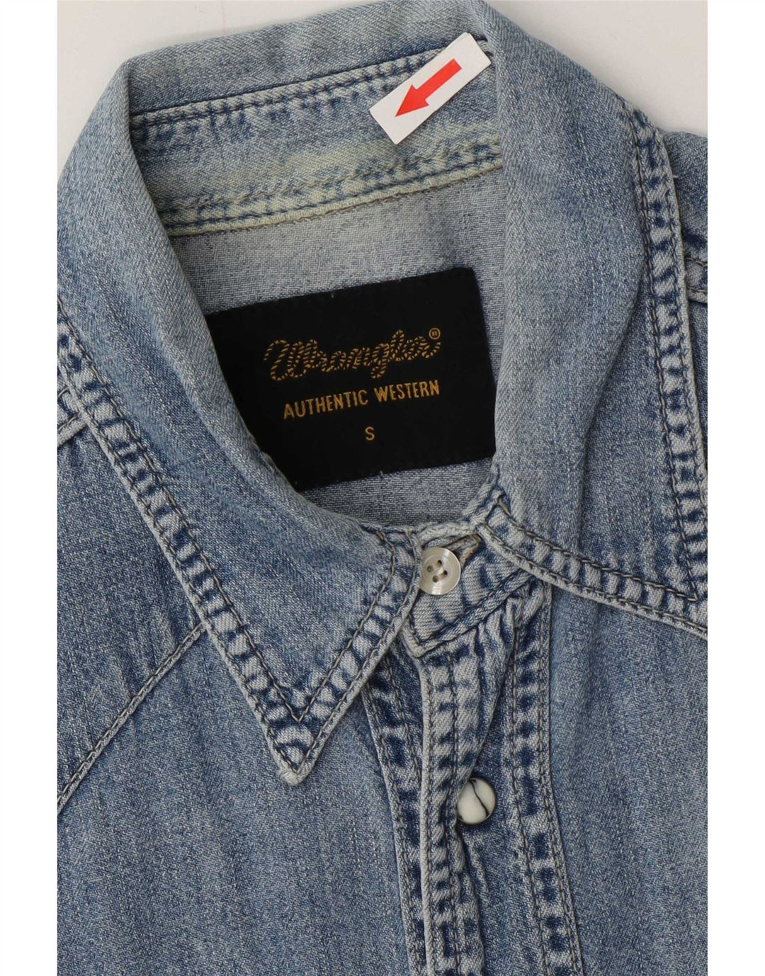 Ανδρικό τζιν πουκάμισο Wrangler, μικρό μπλε βαμβακερό