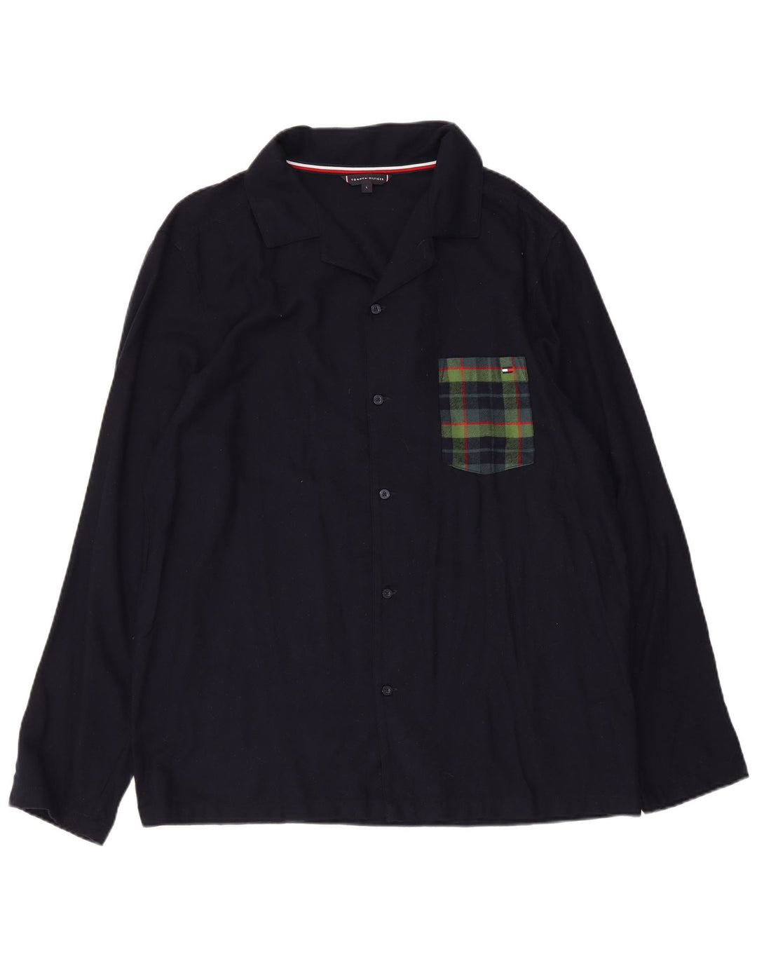 Ανδρικό πουκάμισο Tommy Hilfiger Large Navy Blue Check Viscose