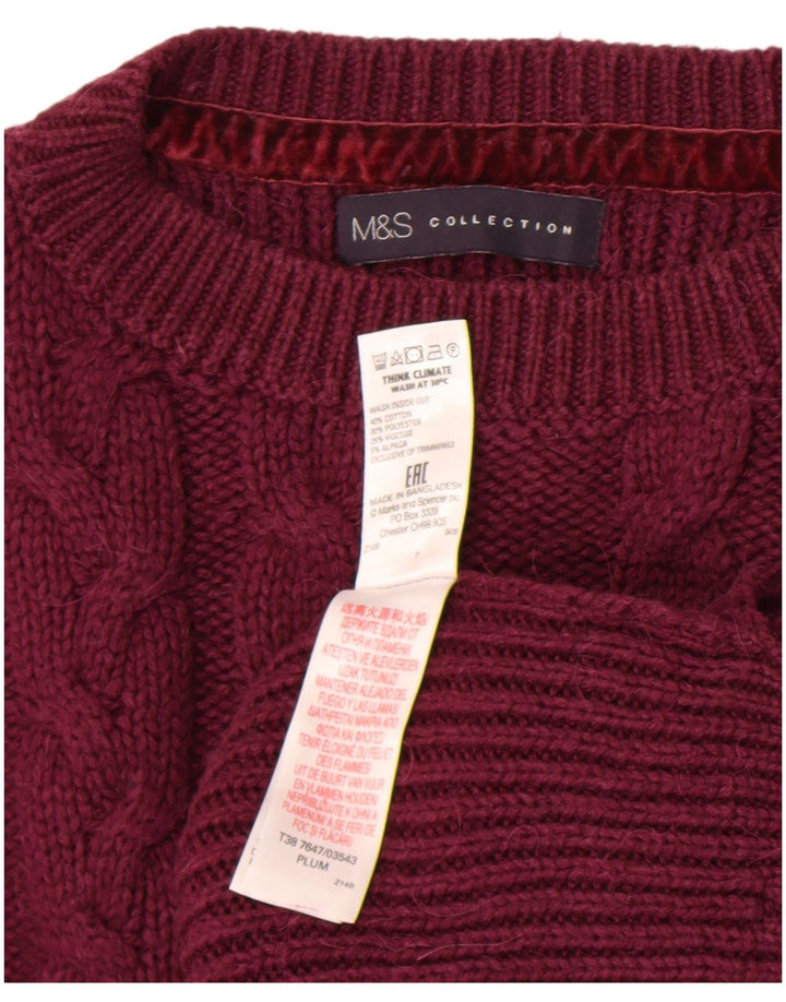 Marks & Spencer Γυναικείο πουλόβερ με λαιμόκοψη UK 14 Medium Maroon