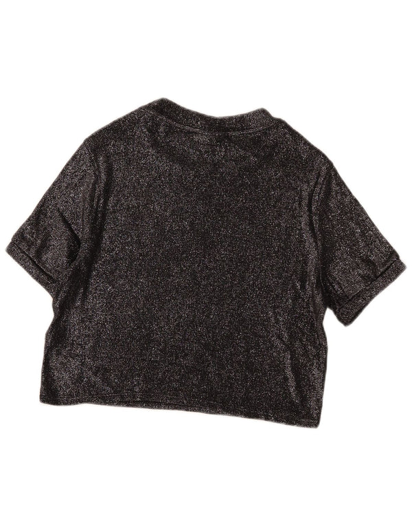 Topshop Γυναικεία Crop Μπλούζα Top UK 14 Large Black Viscose