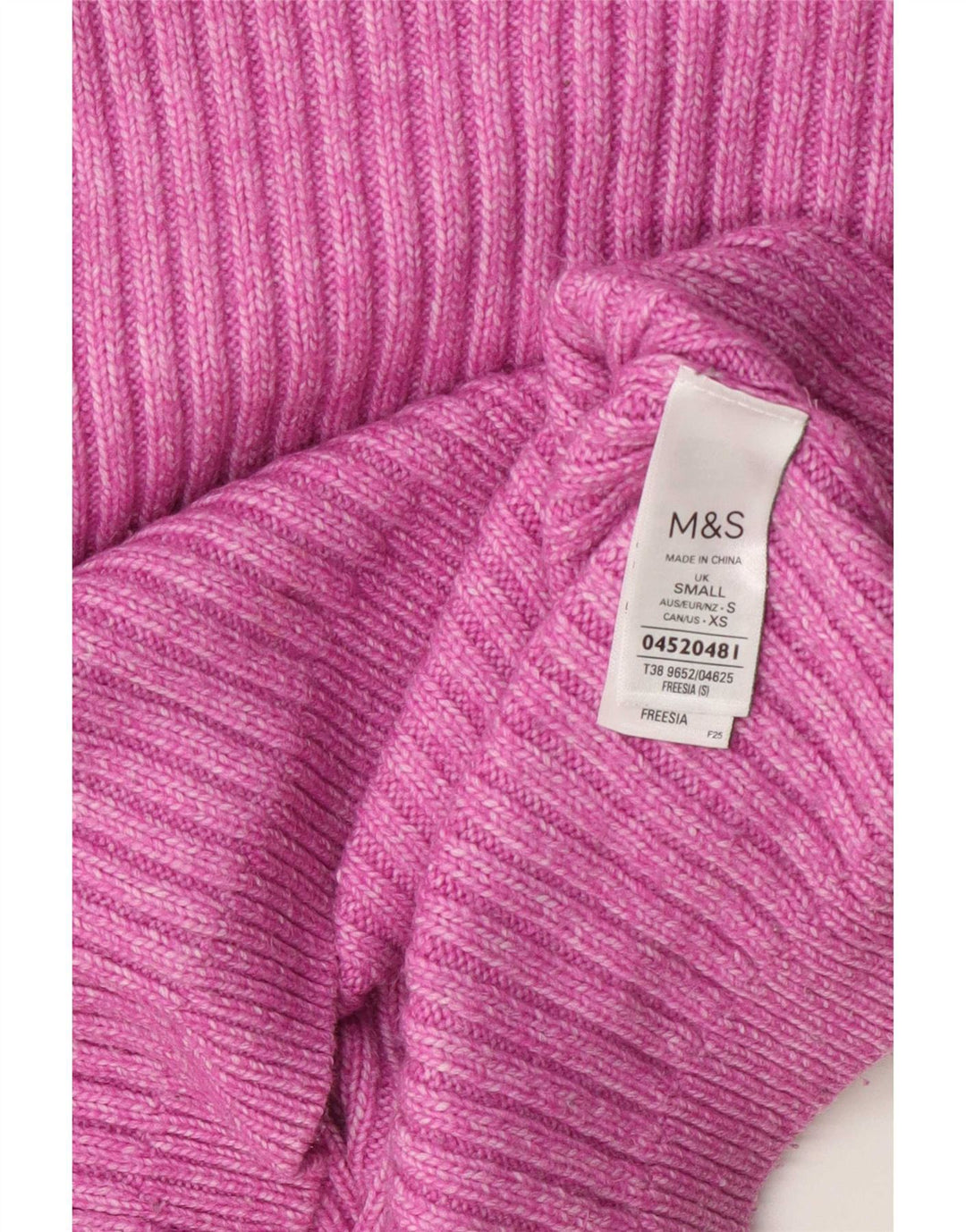 Marks & Spencer Γυναικείο πουλόβερ με λαιμόκοψη UK 10 Small Pink Polyester