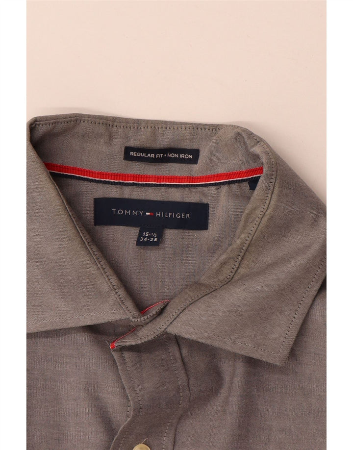 Tommy Hilfiger Ανδρικό πουκάμισο με κανονική εφαρμογή, μέγεθος 15 1/2 μεσαίο γκρι βαμβακερό