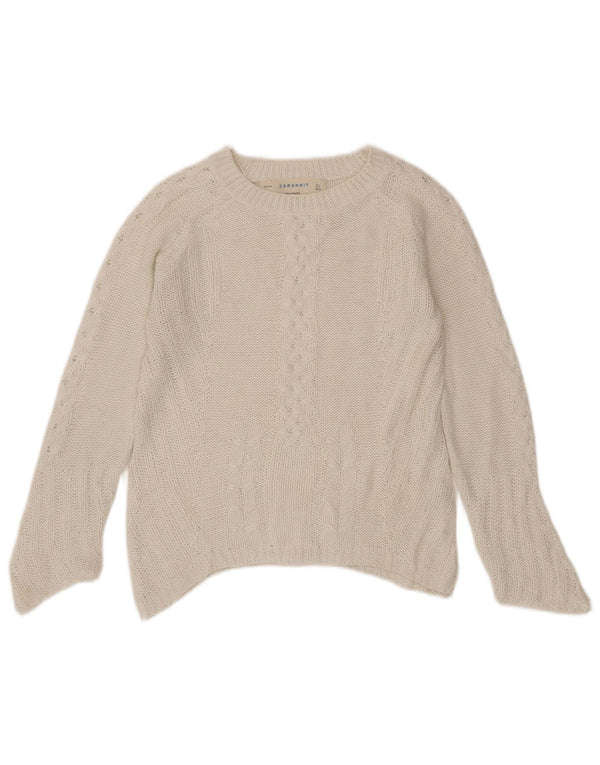 Zara Γυναικείο πουλόβερ με λαιμόκαυστο UK 10 Small White Acrylic