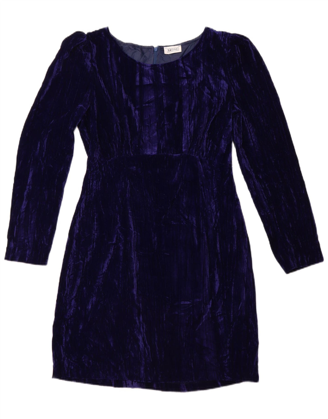 Γυναικείο μακρυμάνικο βελούδινο φόρεμα B.ONE UK 14 Large Blue Polyester