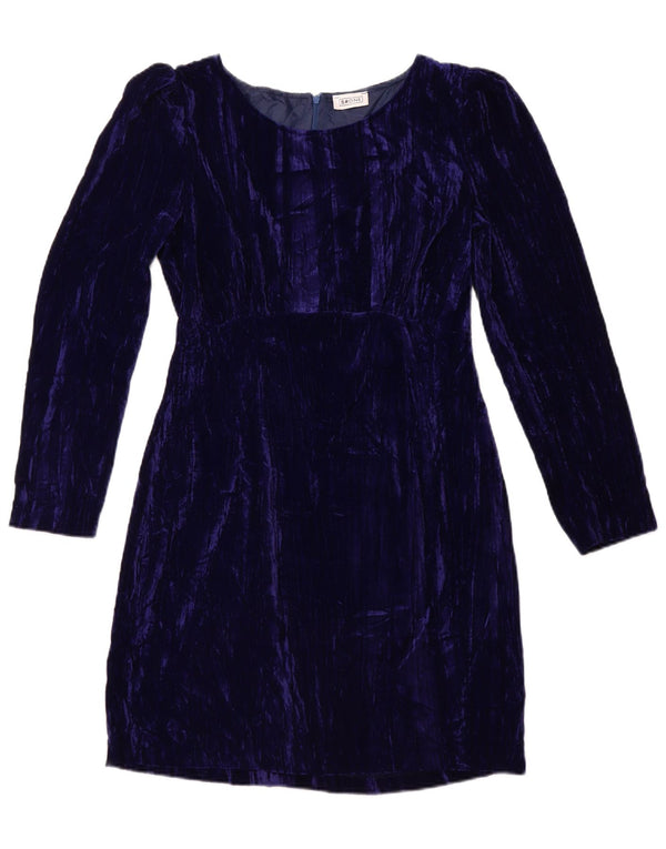 Γυναικείο μακρυμάνικο βελούδινο φόρεμα B.ONE UK 14 Large Blue Polyester