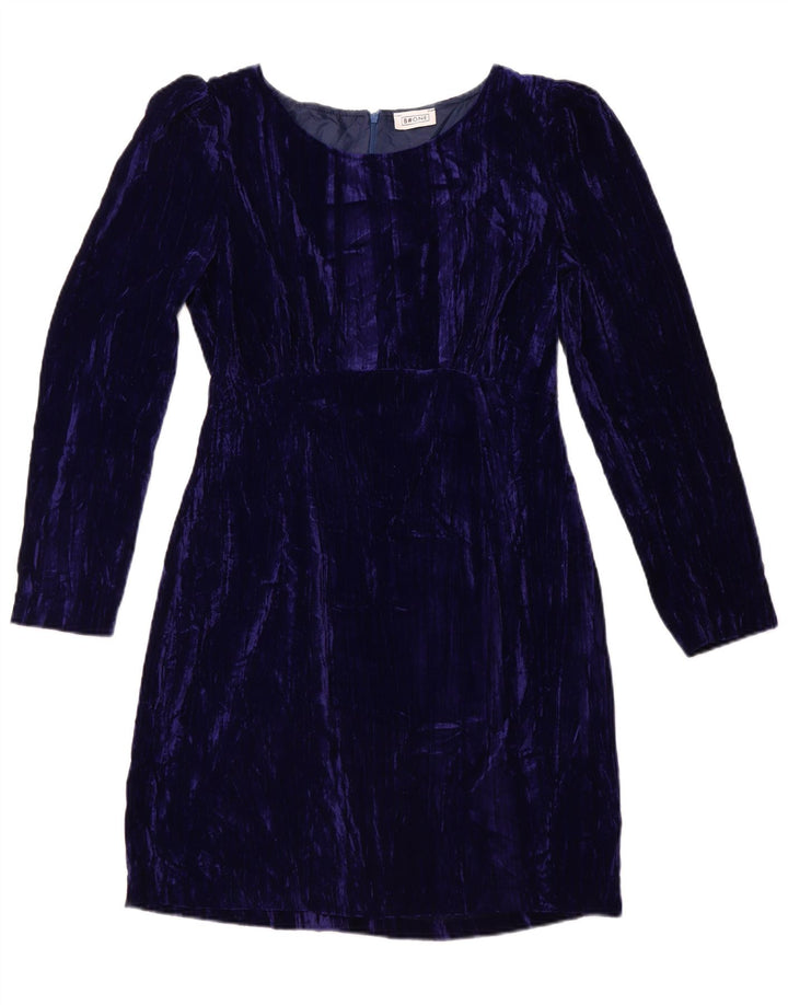 Γυναικείο μακρυμάνικο βελούδινο φόρεμα B.ONE UK 14 Large Blue Polyester