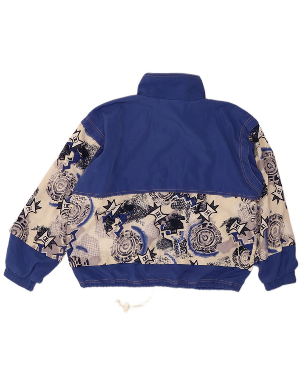 Γυναικεία αθλητική φόρμα VINTAGE Top Jacket UK 22 3XL Μπλε γεωμετρικό βαμβακερό