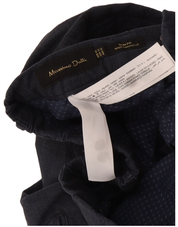 Massimo Dutti Ανδρικό παντελόνι Chino EU 42 Large W32 L29 Navy Blue Check