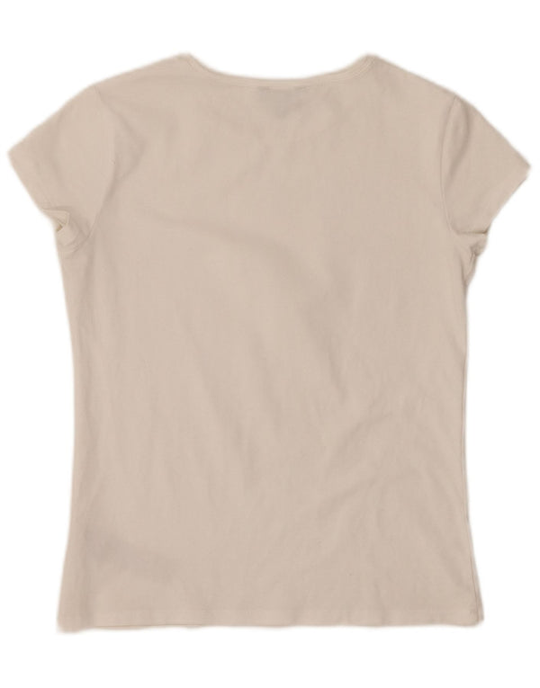 MASSIMO DUTTI Γυναικείο T-Shirt Top UK 8 Small White Βαμβακερό