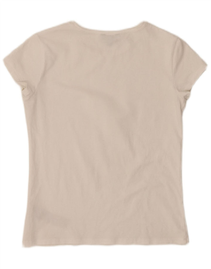 MASSIMO DUTTI Γυναικείο T-Shirt Top UK 8 Small White Βαμβακερό