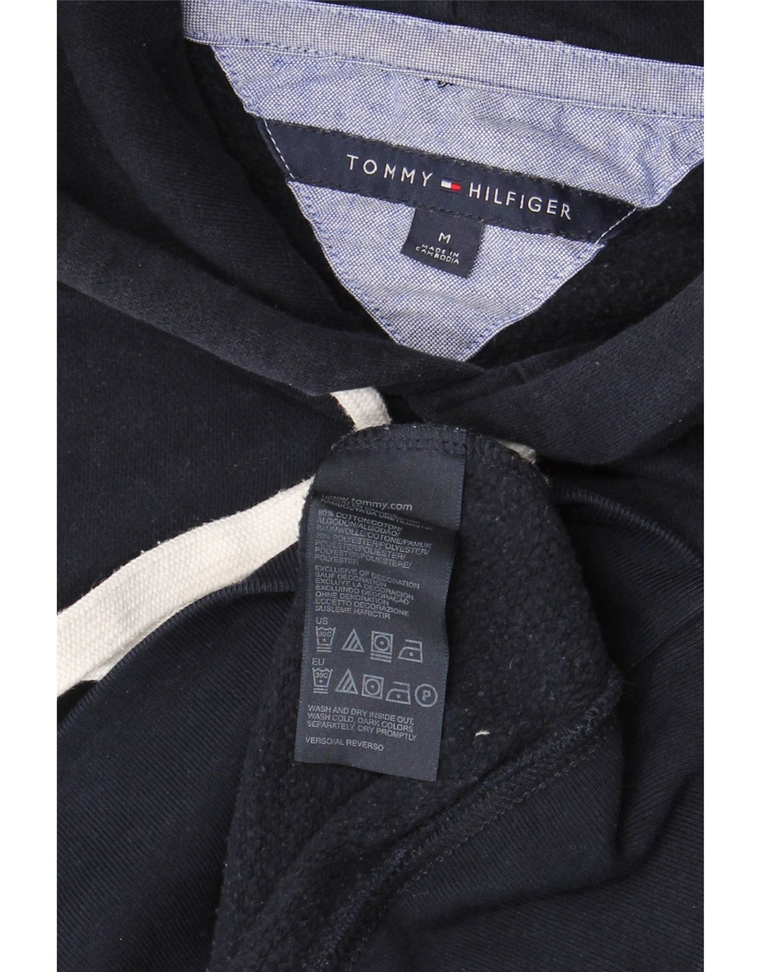 TOMMY HILFIGER Ανδρικό φούτερ με κουκούλα, μεσαίο μπλε βαμβακερό