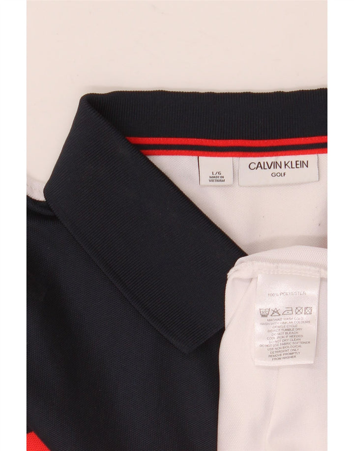 Calvin Klein Ανδρικό πουκάμισο Polo Large White Colourblock Polyester