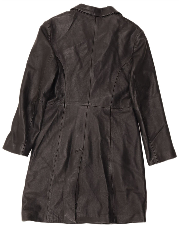 Vintage γυναικείο δερμάτινο πανωφόρι UK 12 Medium Black Leather