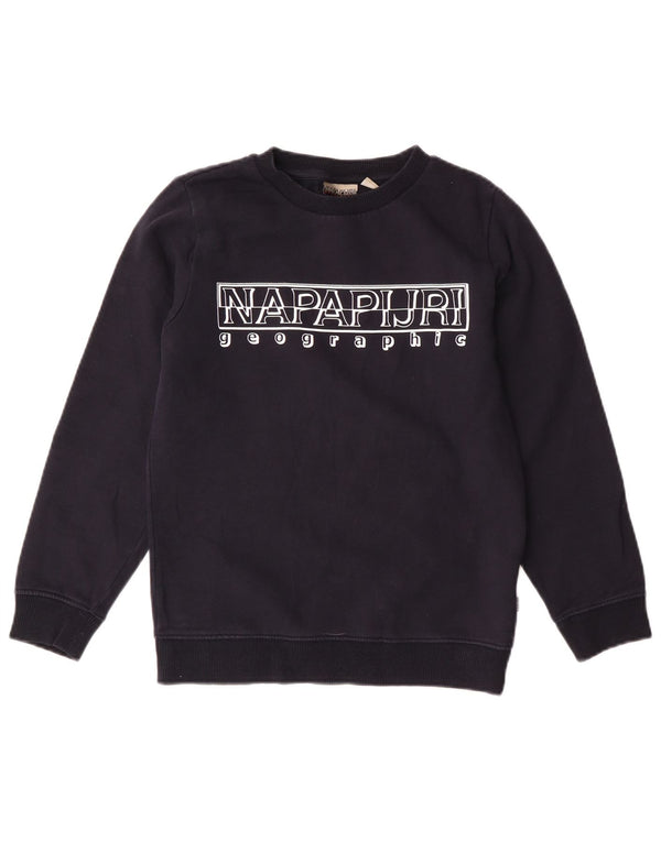 Napapijri Boys Geographic Graphic Sweatshirt Jumper 9-10 Years Navy Blue