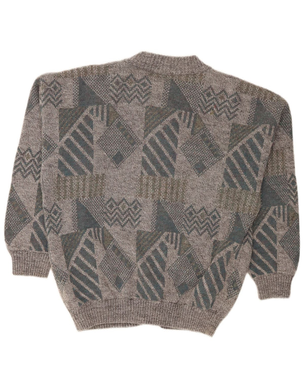 Ανδρικό πουλόβερ ζακέτα Gianni Loose Fit Medium Grey Geometric