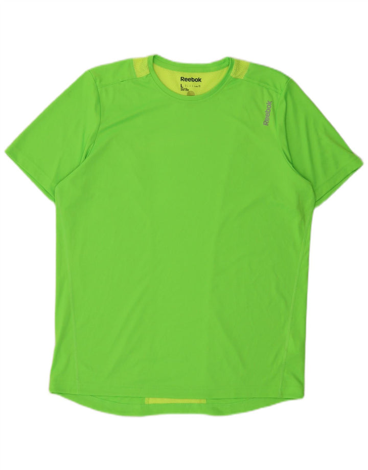 Ανδρικό T-Shirt Reebok Top Large Green Colourblock Πολυεστέρας