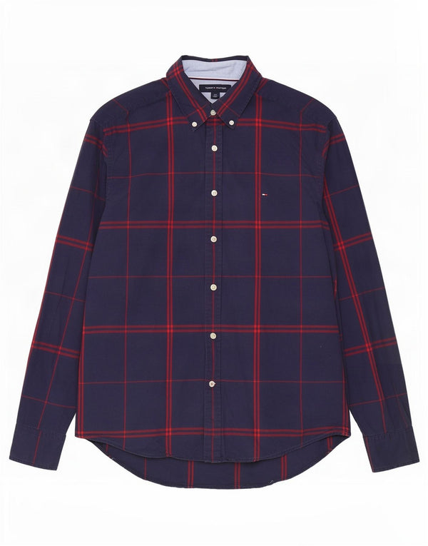 Ανδρικό πουκάμισο Tommy Hilfiger Large Navy Blue Check Cotton