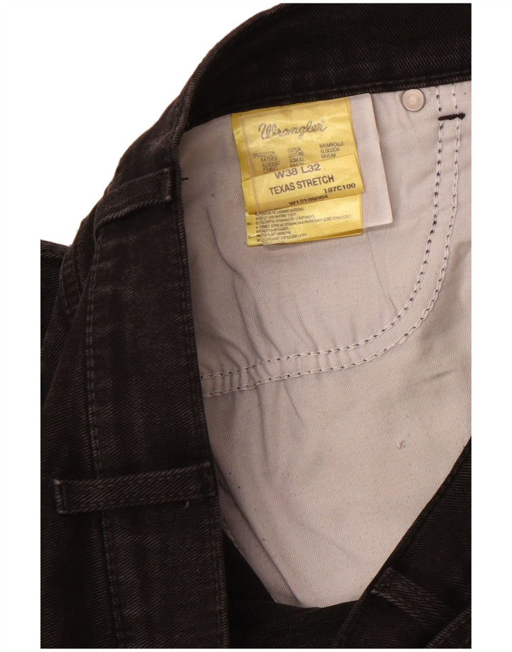 WRANGLER Ανδρικό Texas Stretch Straight Jeans W38 L32 Μαύρο βαμβακερό