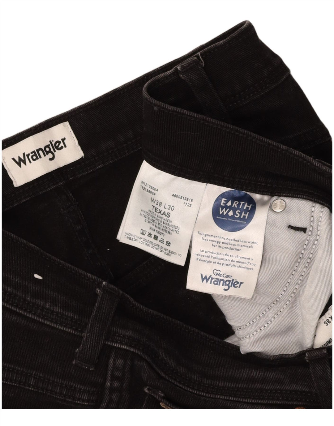 WRANGLER Ανδρικό Texas Straight Jeans W38 L30 Μαύρο βαμβακερό