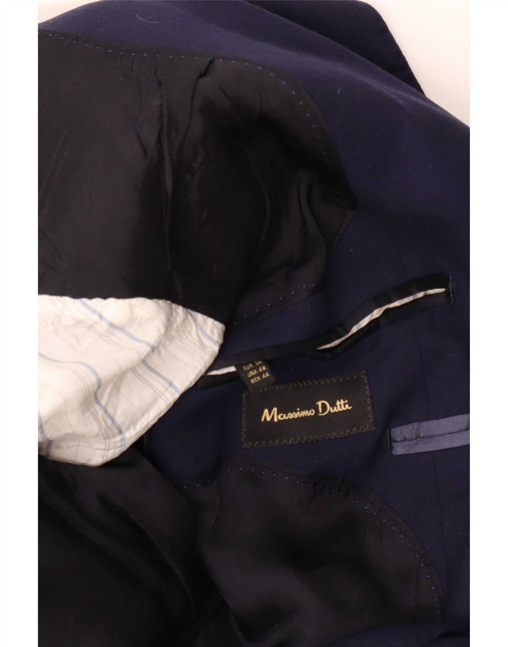 Massimo Dutti Ανδρικό σακάκι μπλέιζερ με 2 κουμπιά EU 54 XL Navy Blue Wool