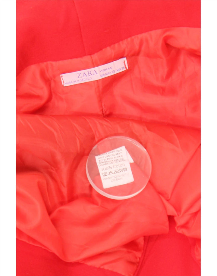 Zara Γυναικείο Ανοιχτό Παλτό UK 6 XS Red Cotton