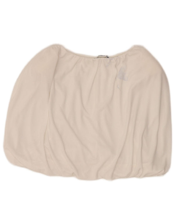 Zara Γυναικείο Αμάνικο Crop Top UK 12 Medium White Polyester