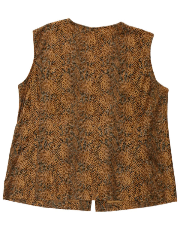VINTAGE Γυναικείο Gilet UK 18 XL καφέ Animal Print Polyester