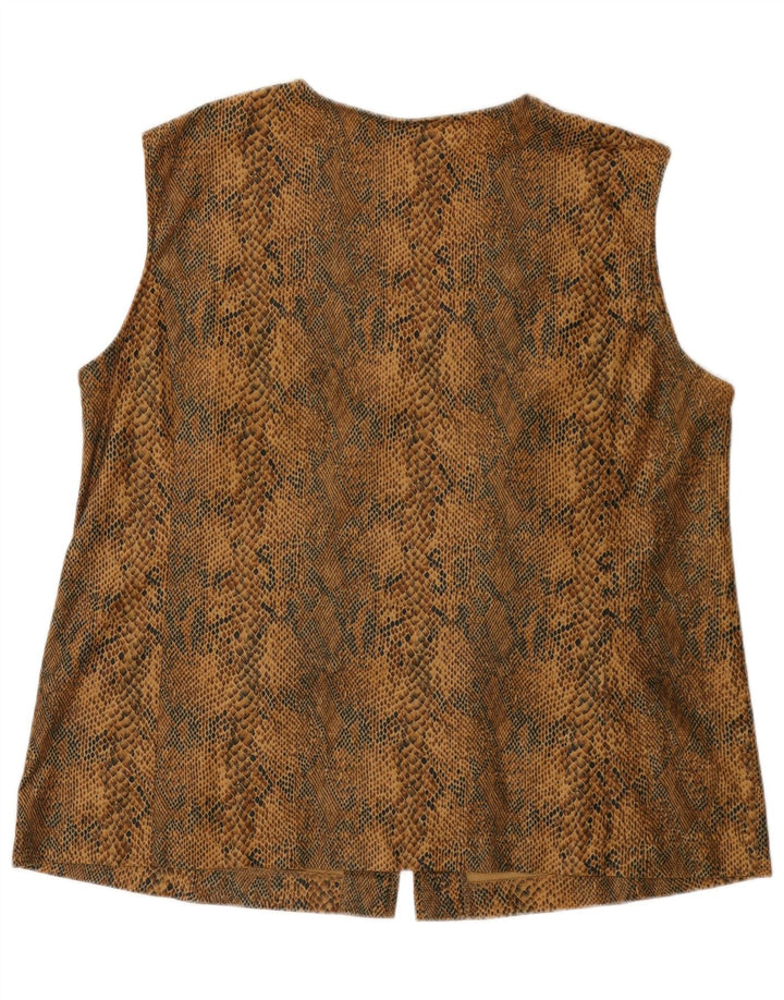 VINTAGE Γυναικείο Gilet UK 18 XL καφέ Animal Print Polyester