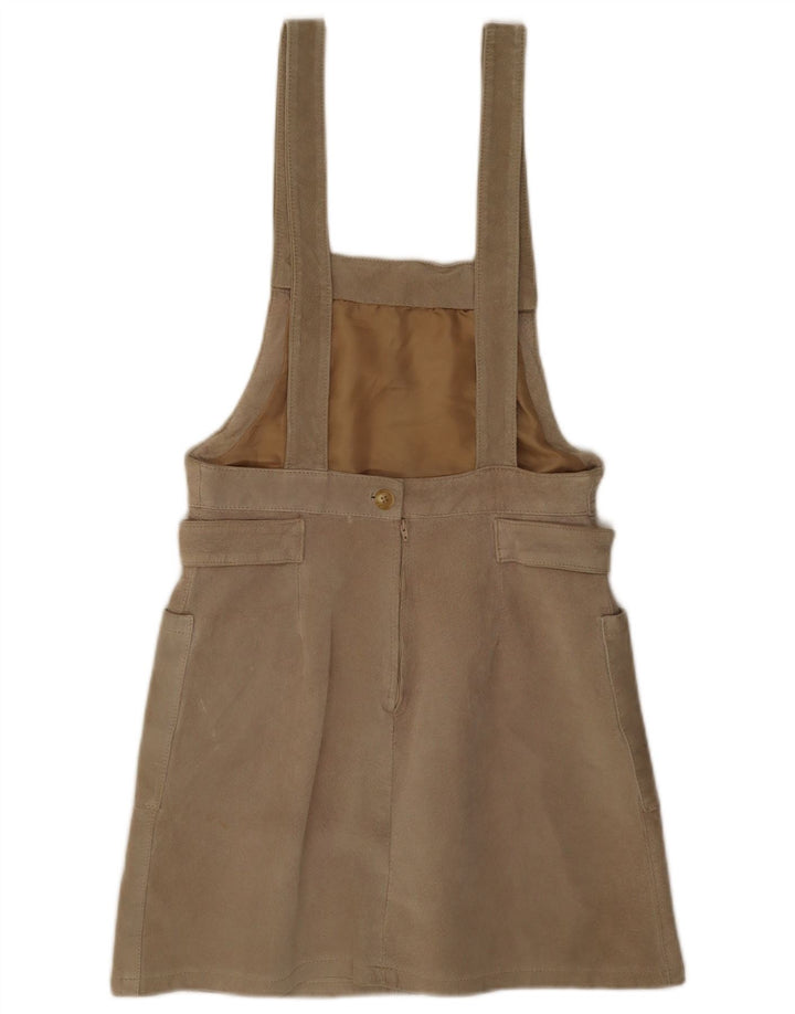 Vintage Γυναικεία Suede Φούστα Pinafore W28 Medium Beige
