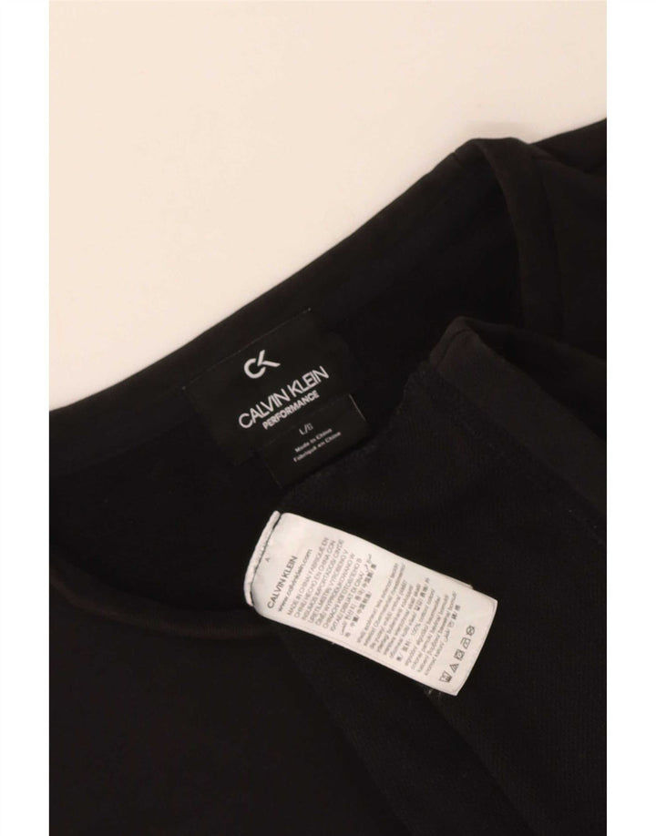 Γυναικείο τοπ Calvin Klein μακρυμάνικο UK 14 μεγάλο μαύρο βαμβακερό