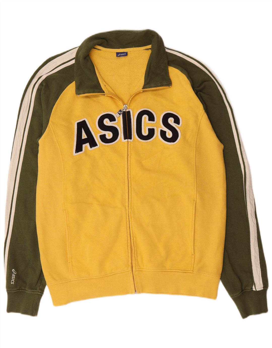 Ανδρική φόρμα γυμναστικής γραφική Asics Top μπουφάν μεσαίου κίτρινου χρώματος βαμβακερή