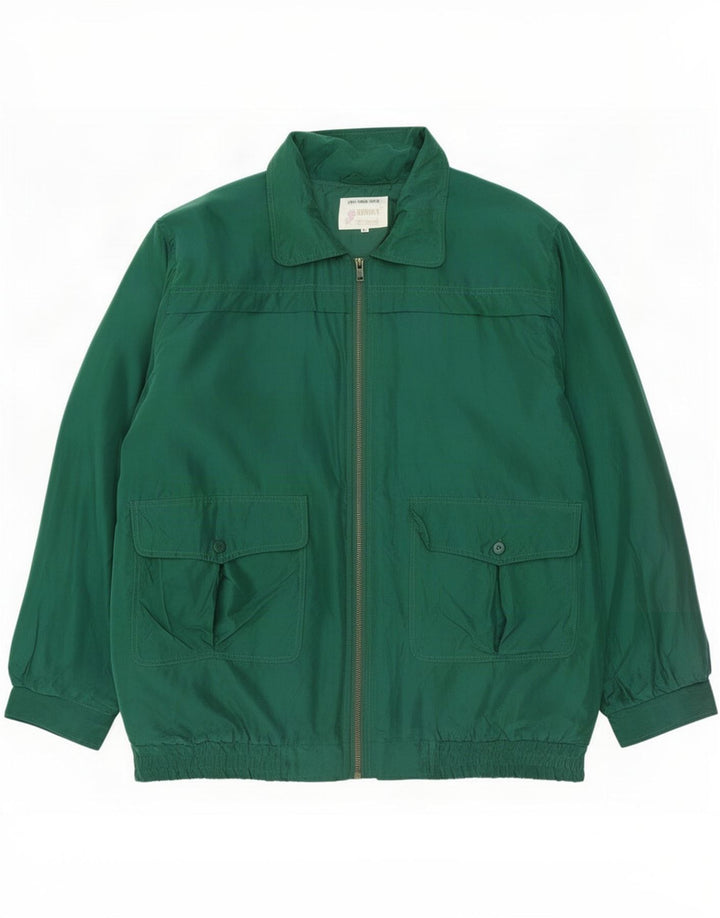 Vintage Ανδρικό Bomber Jacket UK 40 Large Green Silk