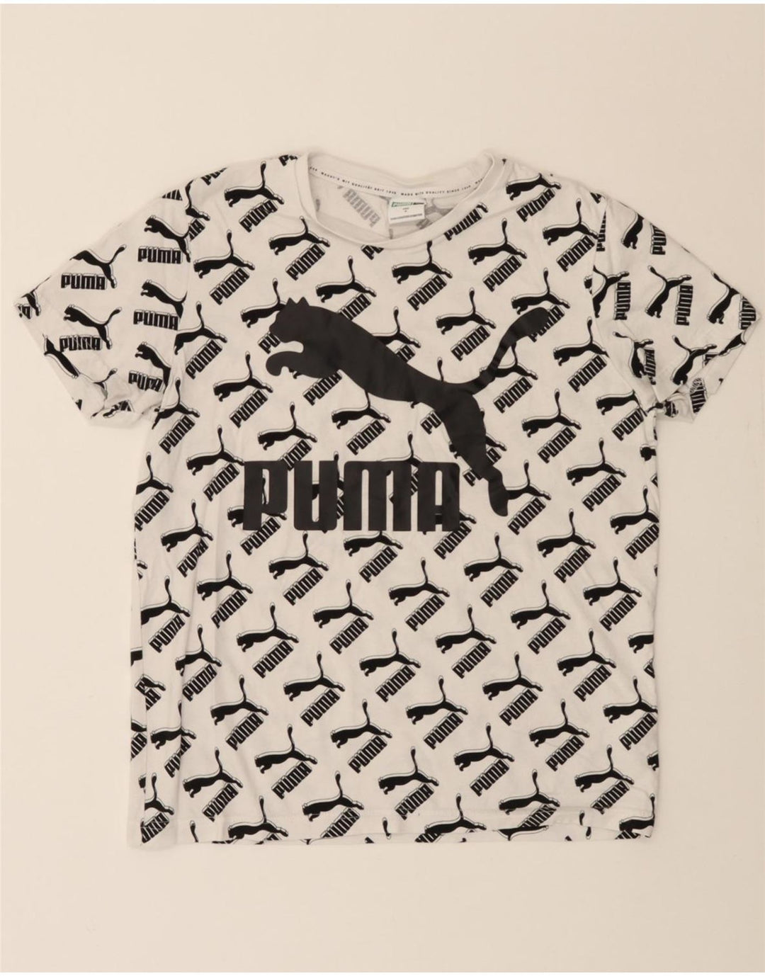 PUMA Mens Graphic T-Shirt Top Medium White Cotton Vintage Puma and Second-Hand Puma from Messina Hembry 