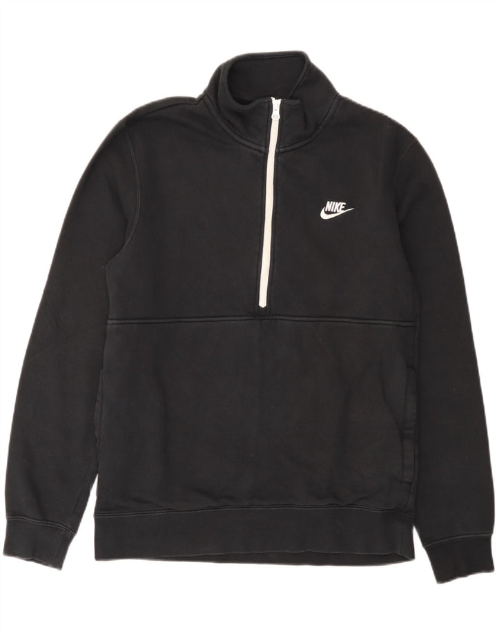 Ανδρικό φούτερ Nike με φερμουάρ, μεσαίο, μαύρο βαμβακερό